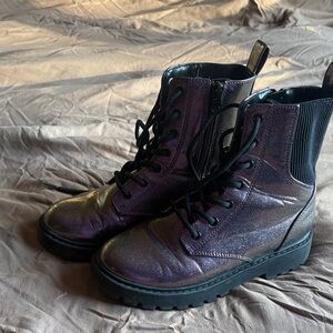 Girl’s Shimmering Purple Lace-Up Boots